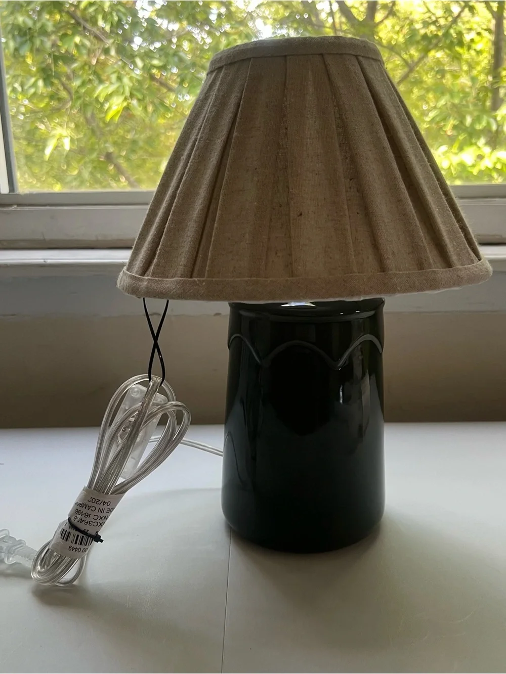 Green Ceramic Table Lamp with Pleated Shade - Hearth & Hand™ with Magnolia
